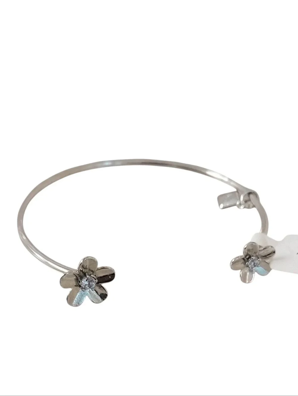 Vera Silver Floral Cuff Open Bangle Bracelet - NWT